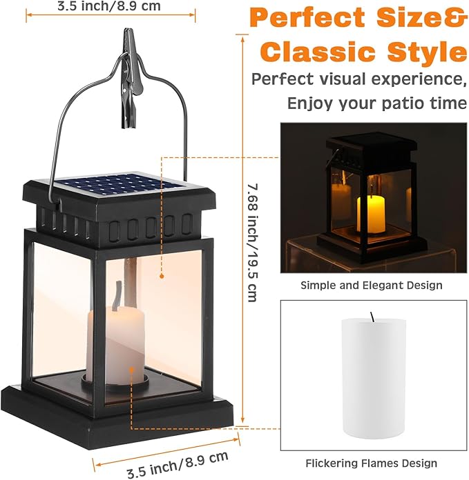 Yexiya 18 Pcs Hanging Solar Lanterns Outdoor Garden Candle Lights Black Waterproof LED Solar Lanterns Lights for Garden Yard Deck