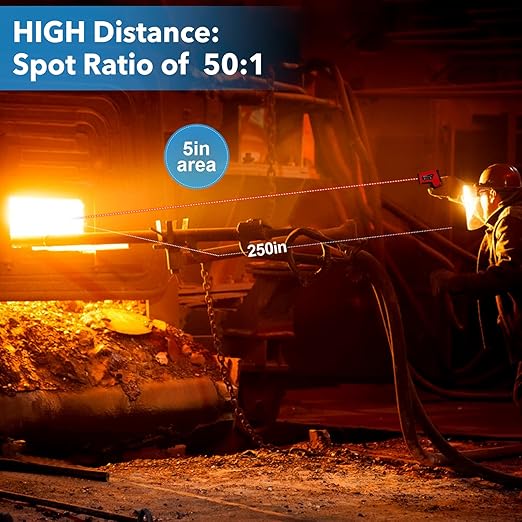 '-40℉~2912℉ MESTEK Infrared Thermometer Temperature Gun,50:1 Dual Laser High Temp Thermometer with Thermocouple Probe, Non-Contact Industrial Pyrometer for Engine, Kiln, Forging,Humidity Measurement