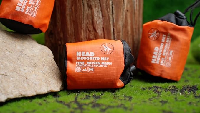 HESTYA 4 Pack Mosquito Head Net Face Mesh Protecting Net for Outdoor Hiking Camping Climbing Mosquito Fly Insects Preventing(Beige)