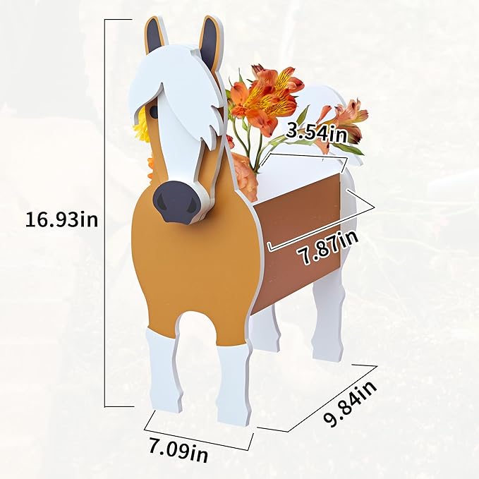 Horse Planter, Pet Shape Garden Pots Plant Pots for Indoor/Outdoor Gardens Decoration, Cute, Surprise Gifts/Souvenirs for Pet Lovers (Large)