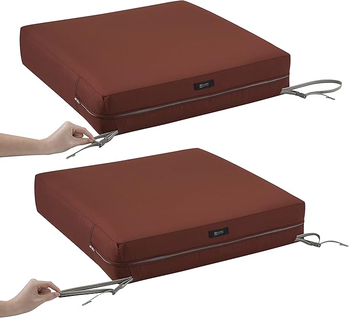 Classic Accessories Ravenna Water-Resistant Patio Lounge Chair/Loveseat Cushion, 25 x 27 x 5 Inch, Spice, rectangle Outdoor Seat Cushion