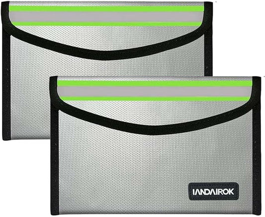 5"x8" Silver Small Fireproof Bag Money Bag Home Office Travel Safe Storage Pouch for Document Cash Valuables Jewelry Mobile power supply Power bank Lipo Battery (20 * 13cm)