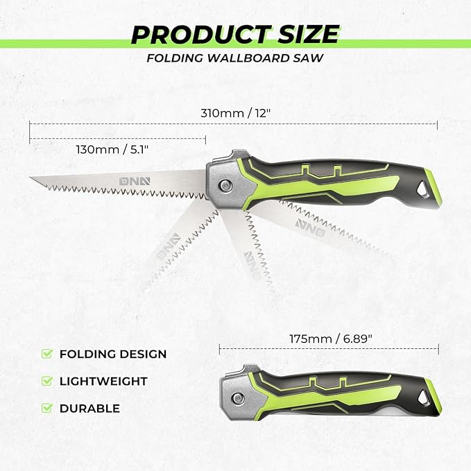 DNA MOTORING Foldable Drywall Saw, Folding Wallboard Saw, Hand Saw Jab Saw Tool for Drywall, Wallboard, Plywood, PVC, w/Lockback,TOOLS-00587