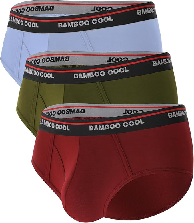 BAMBOO COOL Mens Breathable Soft Underwear Open-fly Classic Briefs, Tag-free