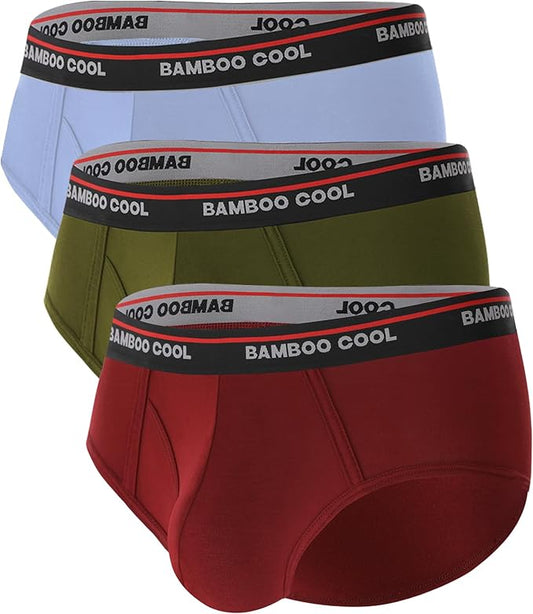 BAMBOO COOL Mens Breathable Soft Underwear Open-fly Classic Briefs, Tag-free