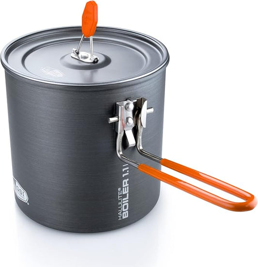 GSI Outdoors Halulite Boiler Ultralight Hard-Anodized Pot with Folding Handle, Fast-Heating Camping Cookware for Backpacking, Hiking & Outdoor Cooking