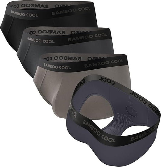 BAMBOO COOL Mens Breathable Soft Underwear Open-fly Classic Briefs, Tag-free