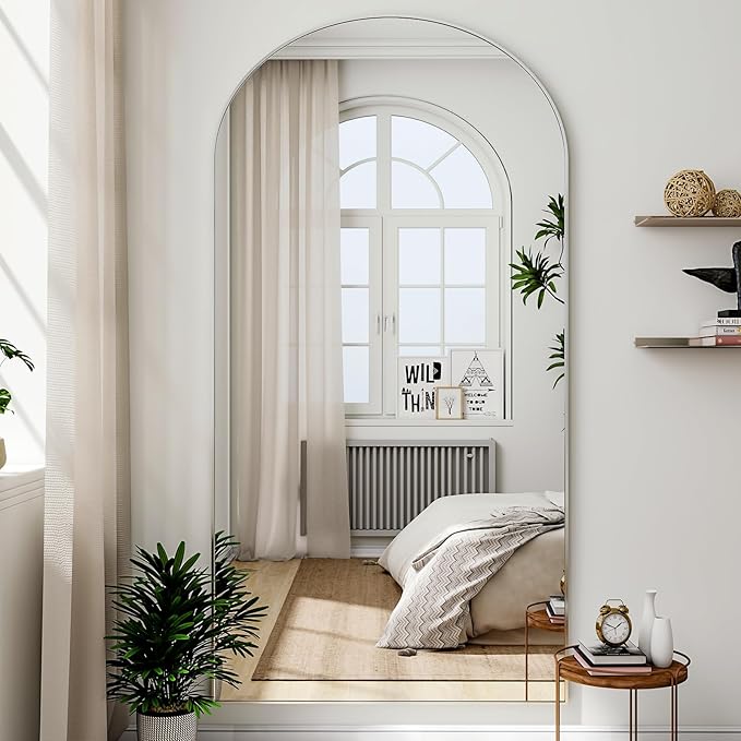 36"x78" Extra Large Arched Full Length Mirror - Leaning Mirror Arch Wall-Mounted Mirrors - Aluminum Alloy Frame Modern Simple Home Decor - for Living Room Bedroom Cloakroom