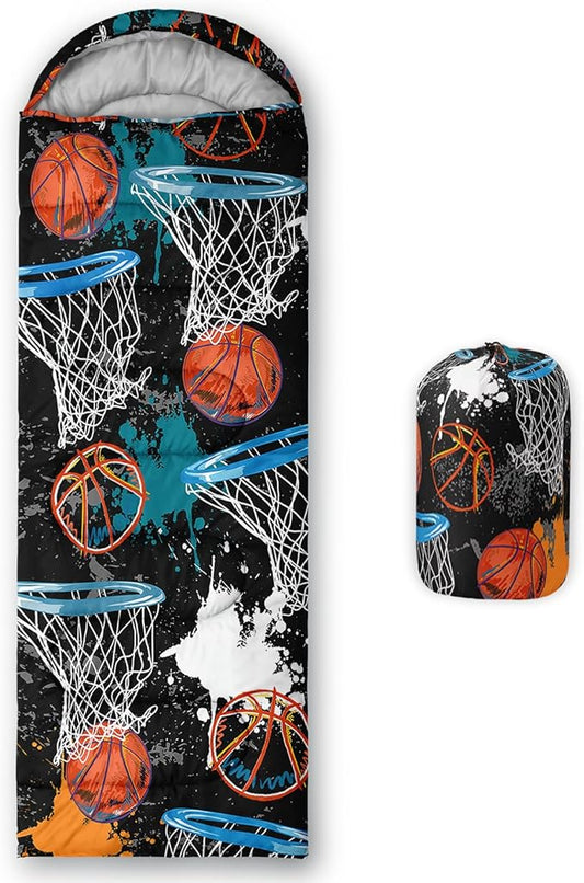 Axolotl Gamepad Sleeping Bag,3 Season Warm and Cool Weather Game Console Sleeping Bag for Boys Teens,Waterproof Lightweight Geometry Hexagonal Sleeping Bag for Traveling,Outdoors Camping,Blue,Black