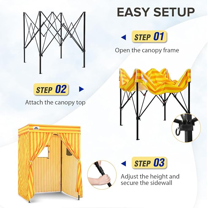 EAGLE PEAK Flex Compact 5x5 Pop-up Canopy Changing Room, Portable Privacy Dressing Room for Indoor Fashion Photoshoots, Camping, or Pool, Yellow/Orange
