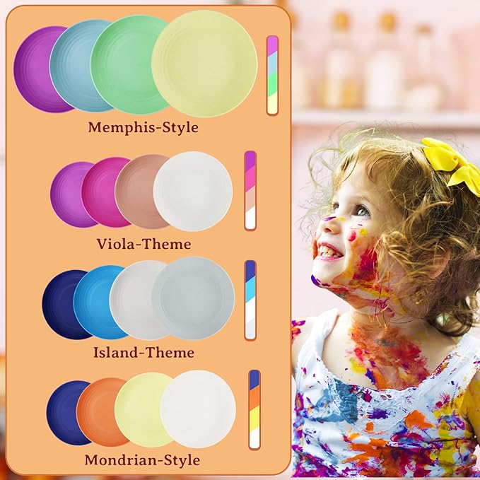 Homienly Wheat Straw Small Plates, Dessert Plates Set of 8, Wheat Straw Appetizer Plate for Snack, Side Dish, Unbreakable Microwave and Dishwasher Safe Mini Plate Set (5.7 inch, Memphis)