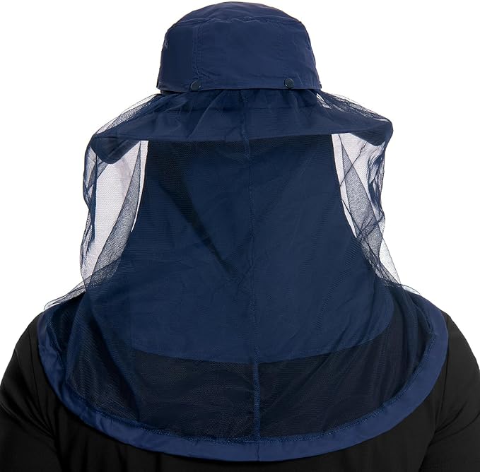 BASSDASH UPF 50+ Mosquito Sun Hat with Hidden Head Net and Neck Flap for Men Women Outdoor Fishing Hiking Camping FH16