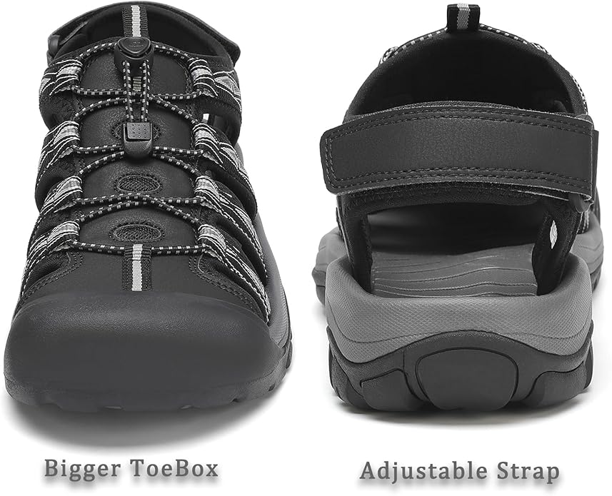 FLARUT Men's Athletic Sandals - Closed Toe Sport Hiking & Outdoor Walking Water Sandals with Anti-Slip Cushioning and Breathable Mesh