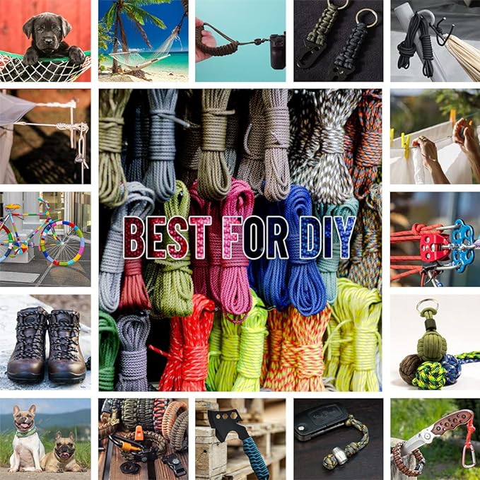 HERCULES Type III Paracord 550 Paracord Rope Parachute Cord, 100' Purple for Camping Cord, Survival Rope