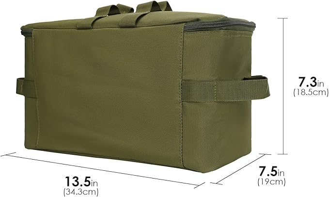 Camping Storage Bag, Utility Tote Bag for Camping Cookware Organizer, Trunk Organizer with Shoulder Strap,Outdoor Garden Tool Bag for Camping, Travel, Picnic, Garage Trunk(Army Green)