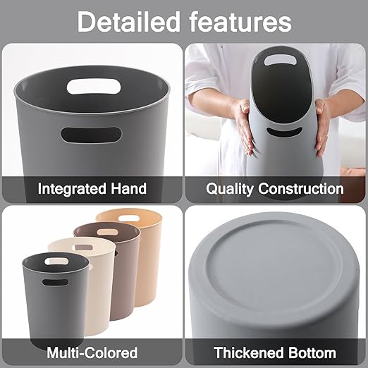 4 Pack Small Trash Can for Bathroom - 3 Gallon/12-Liter Wastebasket, Round Plastic Garbage Container Bin for Bedroom Office White.