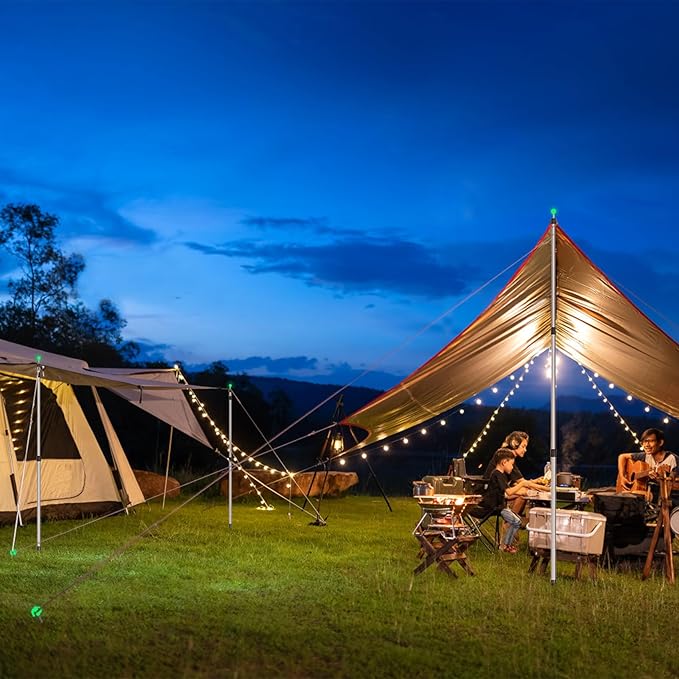 SANLIKE Telescoping Tarp Pole Heavy Duty Tent Poles, 33"-86.6"/94" Thickened Tube Collapsible Stainless Steel Canopy Poles for Camping Backpacking Hiking Awning Sun Sails Outdoor Sports, Set of 2