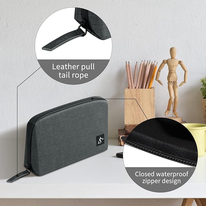 Electronic Organizer Travel Case – Waterproof Cable Bag for Cord, Charger, Hard Disk, Power Bank – Small Tech Storage for Travel, Backpack, Business Trip, Airplane (Dark Gray)
