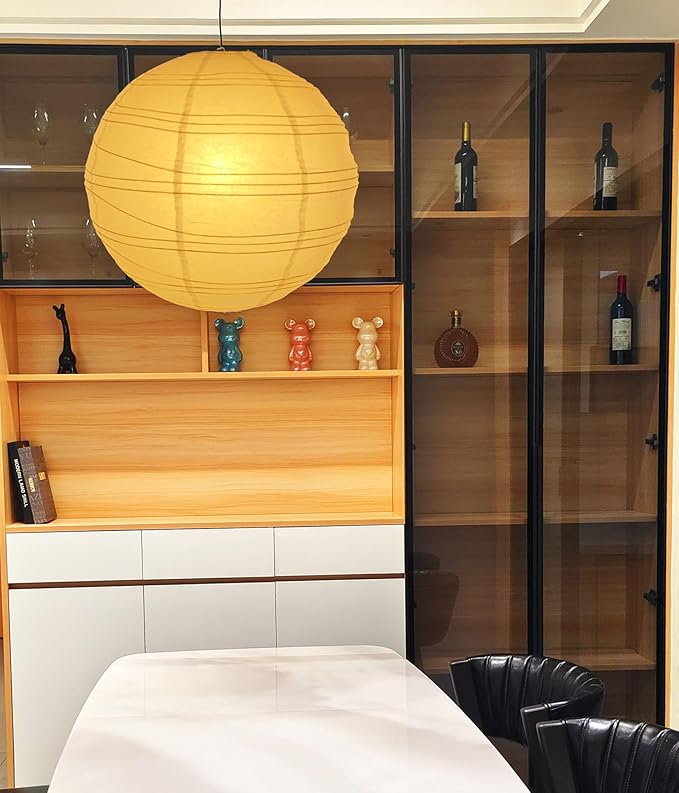 Hytsoeee(19.69Inch) Paper Lamp Shade,White Spherical Large Paper Lantern,Handmade Lantern Pendant Light Shade for Home Indoor Ceiling Light Decor,Such as Living Room, Bedroom