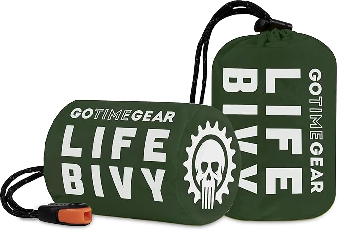 Go Time Gear Life Bivy Emergency Survival Sleeping Bag Thermal Bivy - Use as Emergency Bivy Sack, Survival Sleeping Bag, Mylar Emergency Blanket