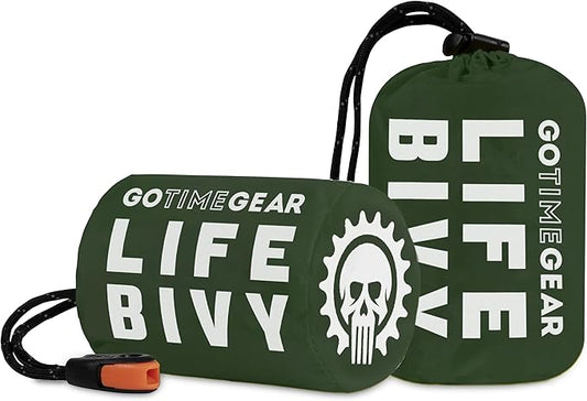 Go Time Gear Life Bivy Emergency Survival Sleeping Bag Thermal Bivy - Use as Emergency Bivy Sack, Survival Sleeping Bag, Mylar Emergency Blanket