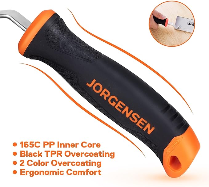 JORGENSEN 10" Dovetail Reversible Saw, Professional Cutting Jamb Saw, 13TPI Double Ground Teeth Flush Cut Saw Spring Loaded Design Cranked Soft Handle, Shorten Door Frame, Tile Installation and Prep