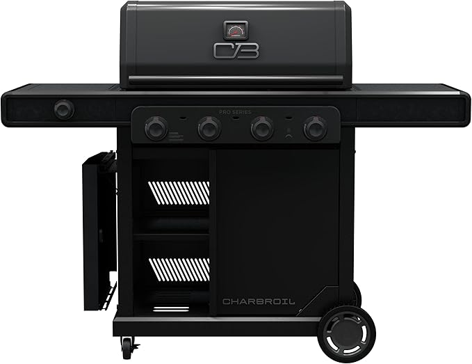Charbroil Pro Series with Amplifire Infrared Technology 4-Burner Propane Gas Grill Cabinet with Side Burner, Black - 463281024