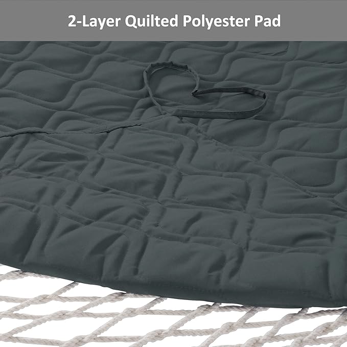 SUNCREAT Patio Portable Hammock with Stand, Outdoor Double Hammock with Stand Included, Gray Green Drops