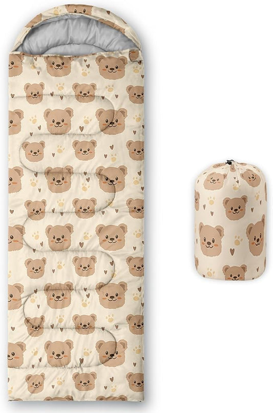 AILONEN Pink Lovely Rabbit Sleeping Bag for Girls Kids Adults,Warm and Cool Weather,Lightweight,Waterproof Backpacking,Cartoon Flowers Printed Bunny Sleeping Bag for Camping