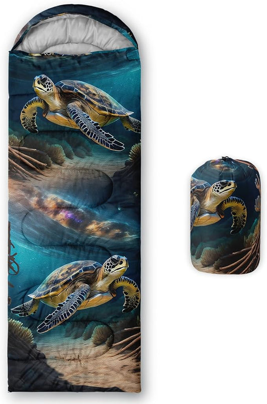 AILONEN Blue Glowing Basketball Sleeping Bag for Kids Boys,Warm and Cool Weather,Lightweight,Waterproof Backpacking,City Theme Ball Sports Sleeping Bag for Camping