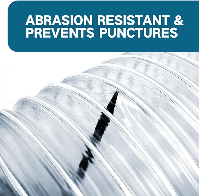 5" x 10' PVC Dust Collection Hose, Flexible Heavy PVC Fume Collection Hose with Carbon Steel Wire Coil, Puncture Resistant Clear PVC Fume Collection Hose for Dust Collectors