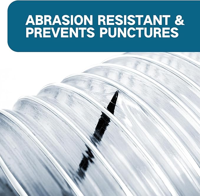 Heavy PVC Dust Collection Hose 2.5" x 5', Flexible Clear PVC Fume Collection Hose, Puncture-Resistant, Reinforced With Coated Wire Helix