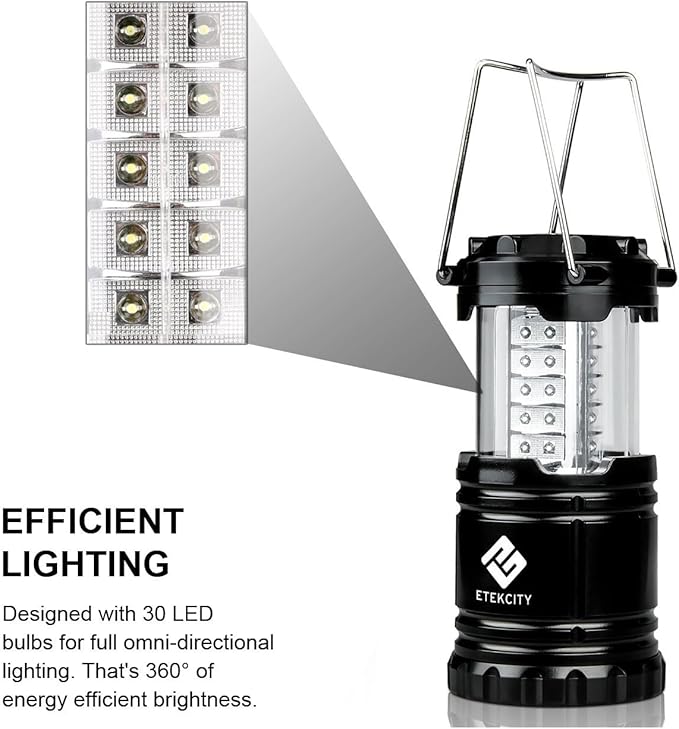 LED Battery Powered Lanterns, Portable, Waterproof, Collapsible Lights for Camping, Emergency, Hurricane, Storms, and Power Outages, Pack of 6
