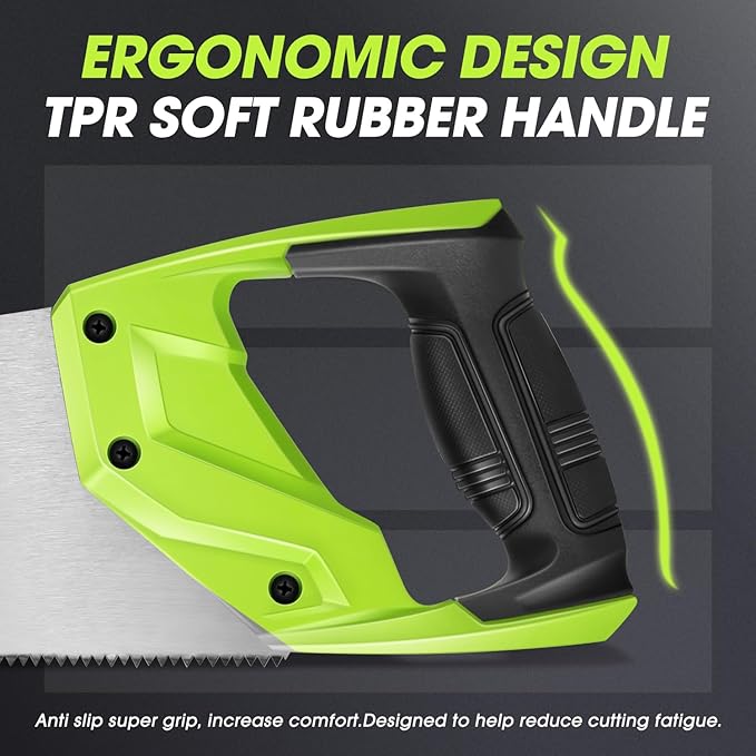 DNA MOTORING 17in Bi-Ground Teeth Hand Saw, Universal Hand Cut Saw for Wood, Pruning & Trimming Branches, Garden, Camping, Lawn, w/TPR Handle