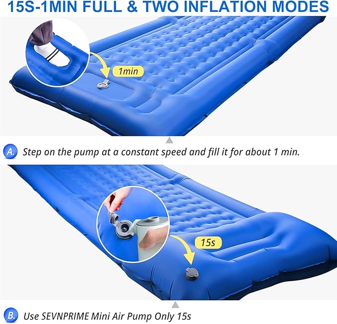 78in x 29in x 5in Camping Sleeping Pad, Upgraded Durable Waterproof Compact Traveling Air Mattress, Built-in Foot Pump, Ultralight Inflatable Sleeping Mat for Backpacking, Hiking