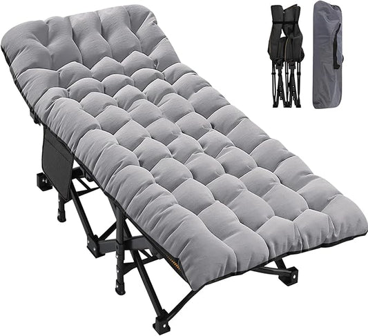 ABORON Oversized XXL Folding Camping Cot W/Mat for Adults, 78" L x 32" W x 18" H, Heavy Duty Outdoor Bed with Carry Bag,1200 D Layer Oxford Travel Camp Cots