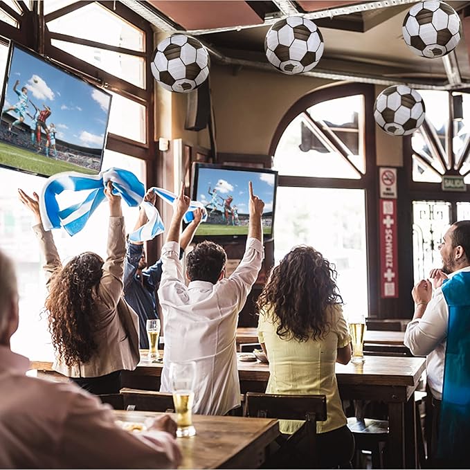 10 Inch Soccer Paper Lanterns Sports Soccer Themed Birthday Party Decorations Supplies Party Favors - Pack of 5