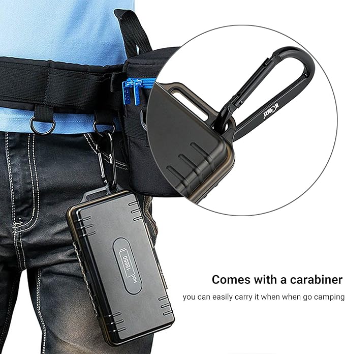 JJC 14 Slots 18650 Battery Case with Carabiner, Water-Resistant and Shockproof Battery Storage for 14 x 18650, 18650 Organizer Box