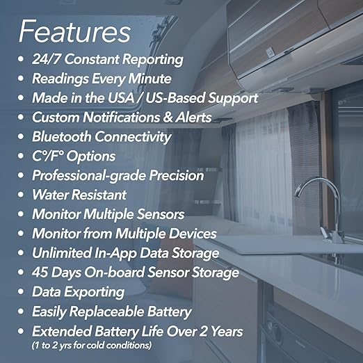 HT.w Smart Temperature Sensor & Humidity Sensor - Bluetooth Thermometer & Hygrometer with App Monitoring - Water Resistant Temperature & Humidity Monitor for RV, Basement, Fridge (2 Pack)