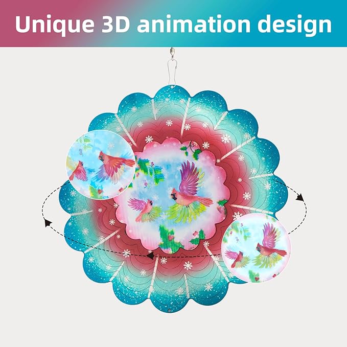 Cardinala Metal Wind Spinners - Cardinala Gifts for Women Mom Grandma Wife, Hanging Animations Wind Spinner for Outdoor & Indoor Decorations, 12 inch for Ornament Gifts