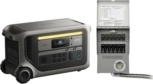 Anker SOLIX F3000 Portable Power Station with Home Backup Kit, 3,072Wh, 6,000W Recharging, Generator for Home Use, Expandable to 24kWh, Works with Generator, For Outages, Camping, RVs, and Emergencies