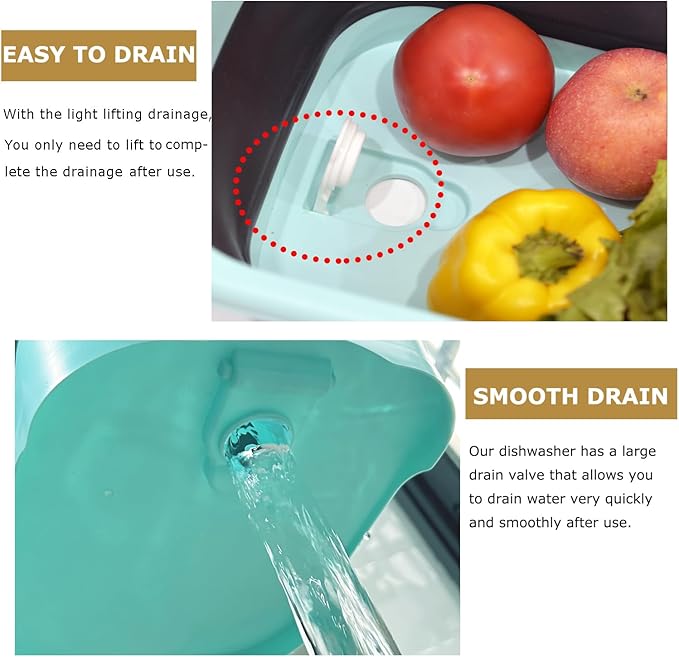 11L（2.91 Gallon） Collapsible Dish Basin with Drain Plug, Space Saving Outdoor Multiuse Foldable Sink Tub, Dishpan, Portable Kitchen Storage Tray for Vegetable Washing, Camping, RV (Green)