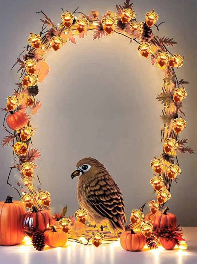 Fall Decor Acorn Fairy Lights Battery Operated with Remote, 10ft 30LED Acorn Fall Lights String 8 Modes & Timer Waterproof Outdoor Indoor for Thanksgiving Autumn Harvest Garland Halloween Decorations