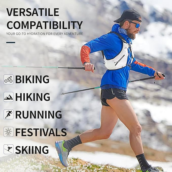 GLANC Hydration Bladder - 2L Water Bladder with Cleaning Kit for Outdoor Hiking Backpack, BPA Free Leakproof Water Reservoir for Hydration Pack, Insulated Hose & High Flow Bite Valve