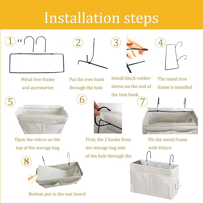 Bedside Caddy, Bedside Hanging Storage Organizer for College Dorm Bed, Bunk and Hospital Beds, Can be Placed Books, Phones,Keys, Glasses，Magazine Holder (Grey, 1)