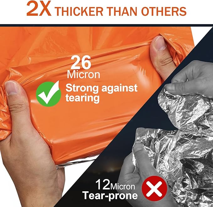 3-Pack Emergency Blanket, Extra-Thick Extra-Large Survival Blanket, Thermal Reflective Emergency Thermal Blanket for Outdoor Adventures, for Camping, Hiking, and Car Emergencies