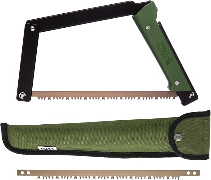 AGAWA - BOREAL15 Tripper KIT - 15" Folding Bow Saw, Rugged Cordura Sheath, Additional Aggressive Blade (Black Frame, Green Handle)