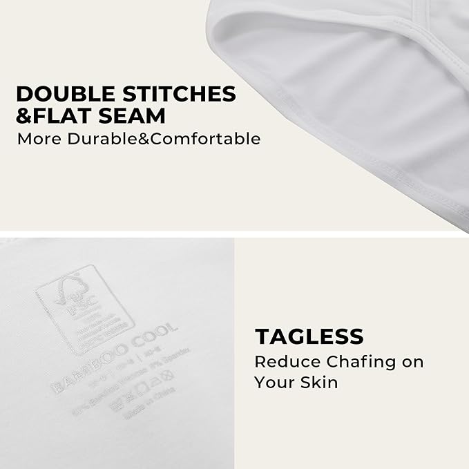 BAMBOO COOL Mens Breathable Soft Underwear Open-fly Classic Briefs, Tag-free