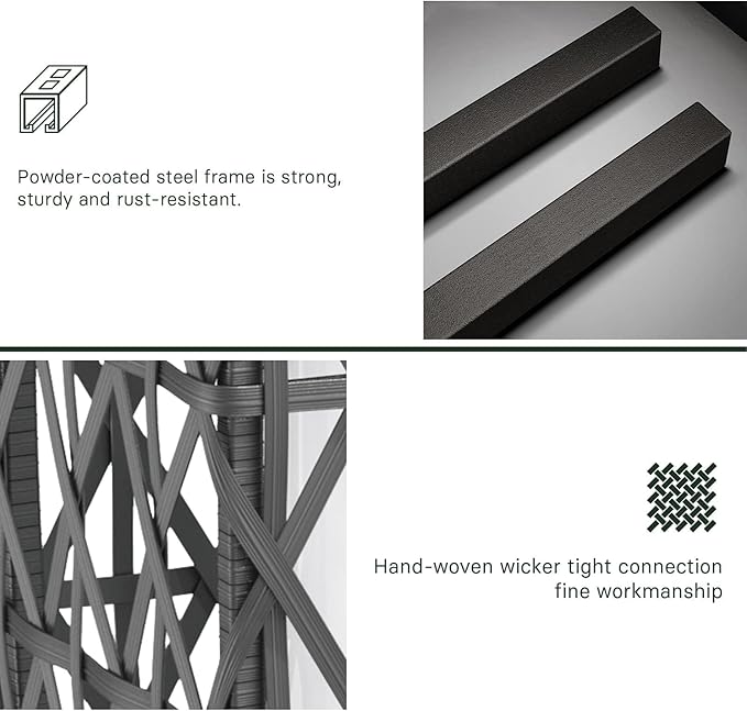 Grand patio 2-Piece Solar Outdoor Floor Lamp Solar Powered Wicker Lantern Outdoor Weather-Resistant Deck Light for Garden Porch Yard-Silver Gray, Large Cindy