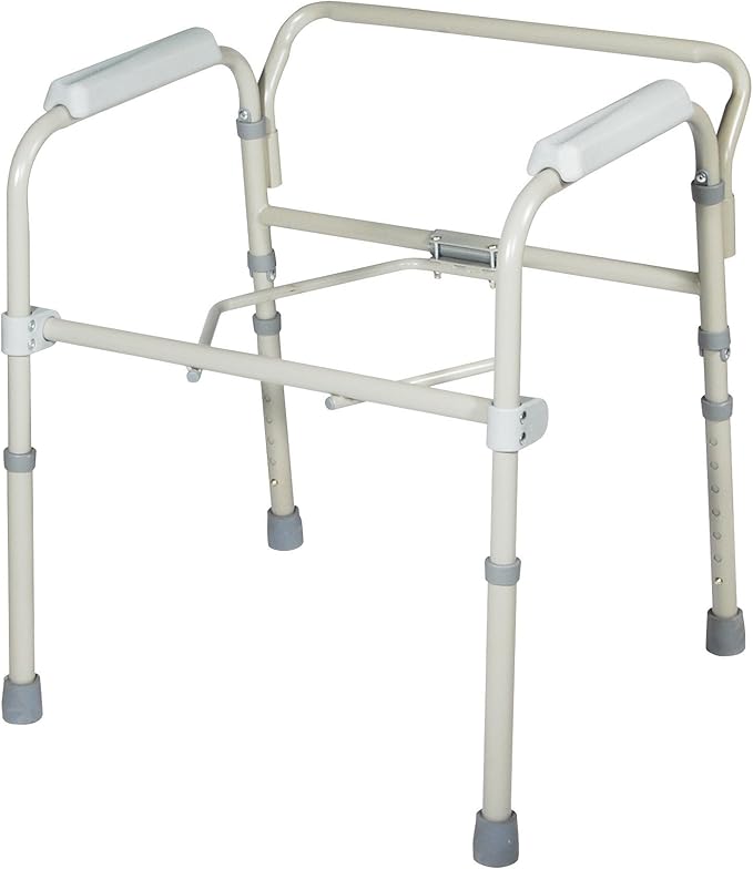 HEALTHLINE Bedside Commode for Seniors - Folding Commode Chair for Toilet with Arms - 3 in 1 Commode Chair Over Toilet Seat with Lid, Splash Guard & Arms